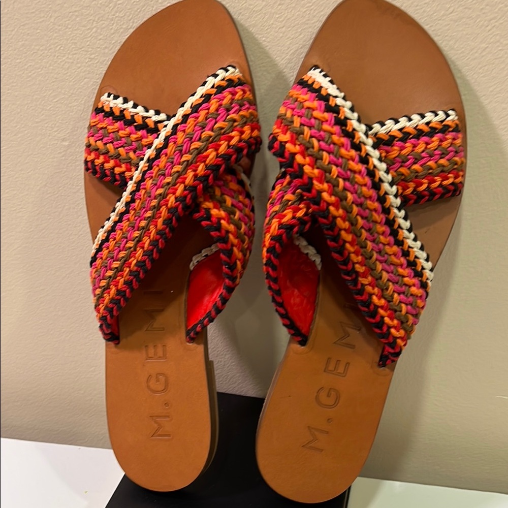 M. Gemi Pink and Orange Artisanal Sandals